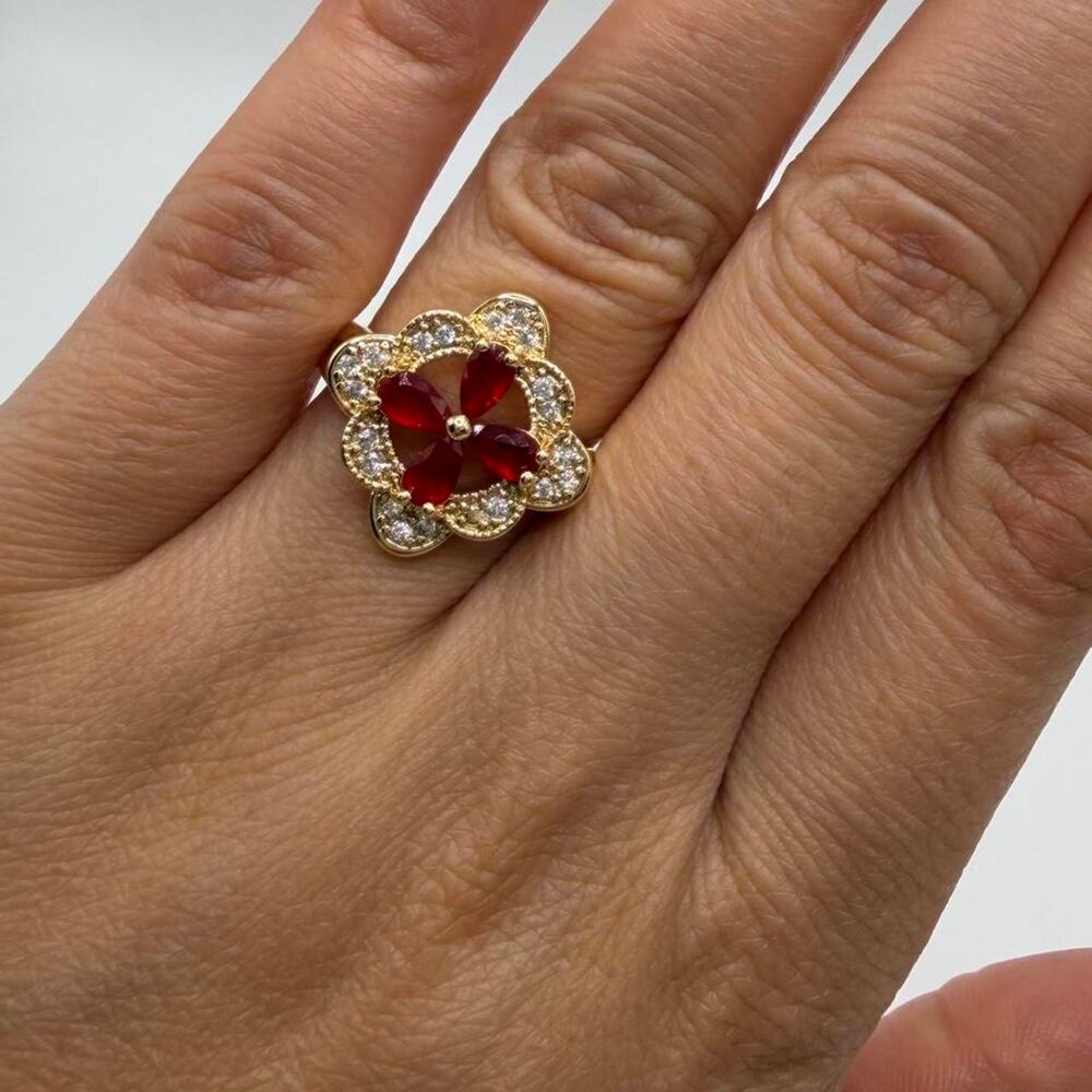 Garnet Flower Statement Ring
